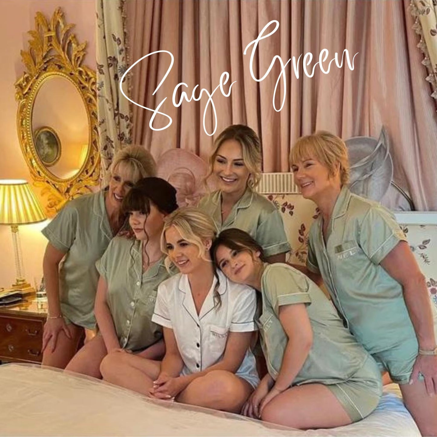 Green satin bridesmaid pjs, Sage green satin wedding pj sets, Dark green satin pyjamas, Green birthday pjs, gift for bridal party, satin pjs