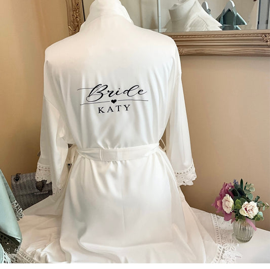 Bridesmaid Lace Robes Personalised – Satin Bridal Party Robes, Custom Bride Robe, Wedding Getting Ready Outfit