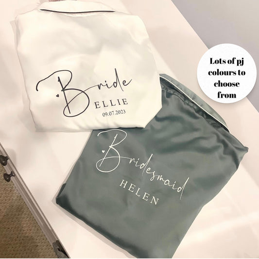 Personalised Satin Pyjamas - Bride & Bridesmaid Wedding PJs