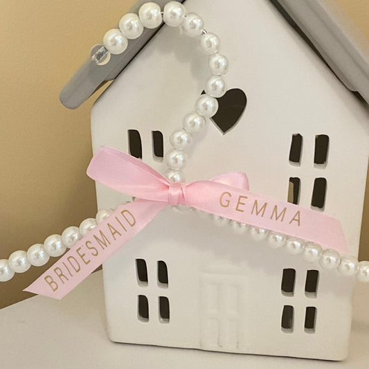 Pearl Wedding Hanger with Personalised Ribbon