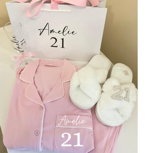 Ladies Cotton Birthday PJs Personalised Long Pyjama Set - birthday gift for her