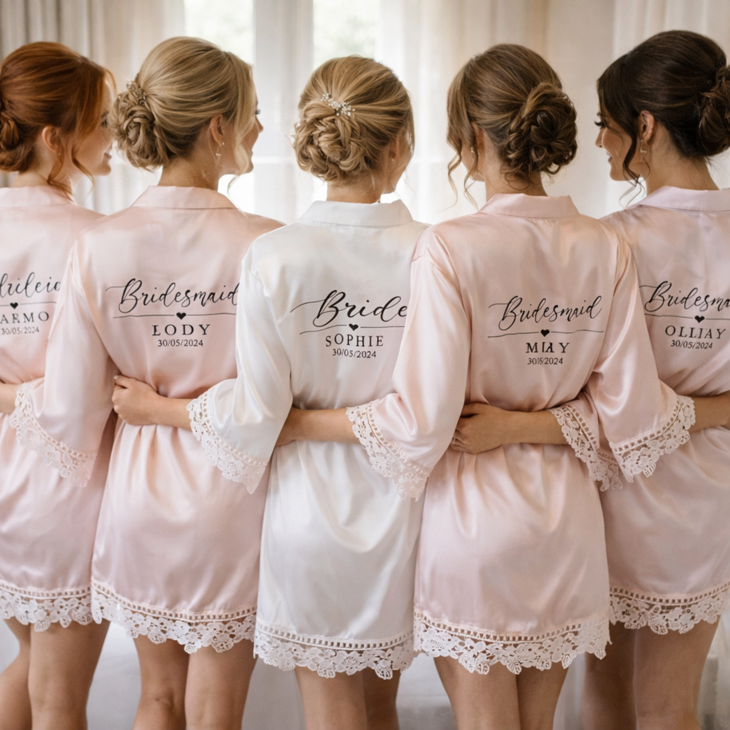 Personalised satin lace robes 