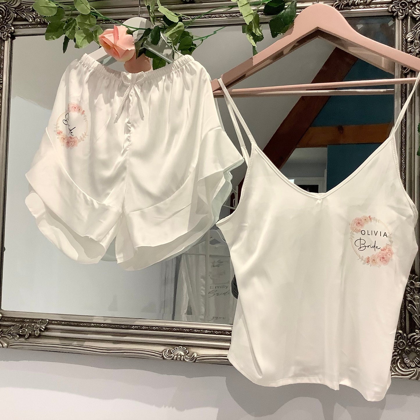 Personalised bridesmaid satin cami pj sets