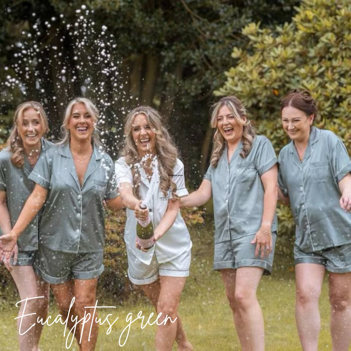 Green satin bridesmaid pjs, Sage green satin wedding pj sets, Dark green satin pyjamas, Green birthday pjs, gift for bridal party, satin pjs