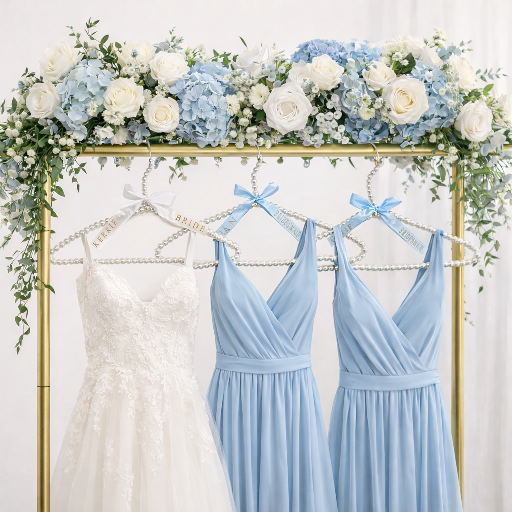 Pearl Wedding Hanger with Personalised Ribbon