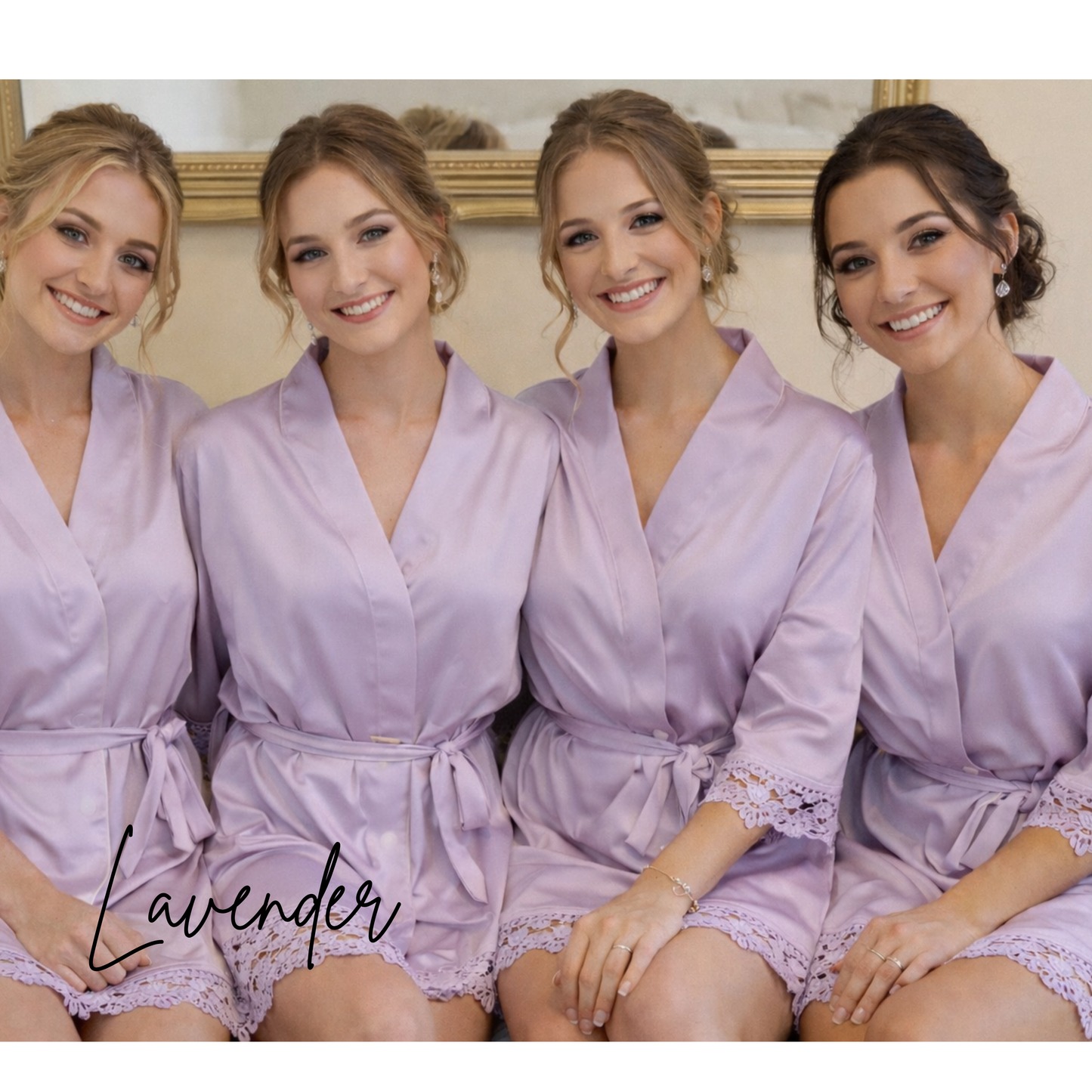 Bridesmaid Lace Robes Personalised – Satin Bridal Party Robes, Custom Bride Robe, Wedding Getting Ready Outfit