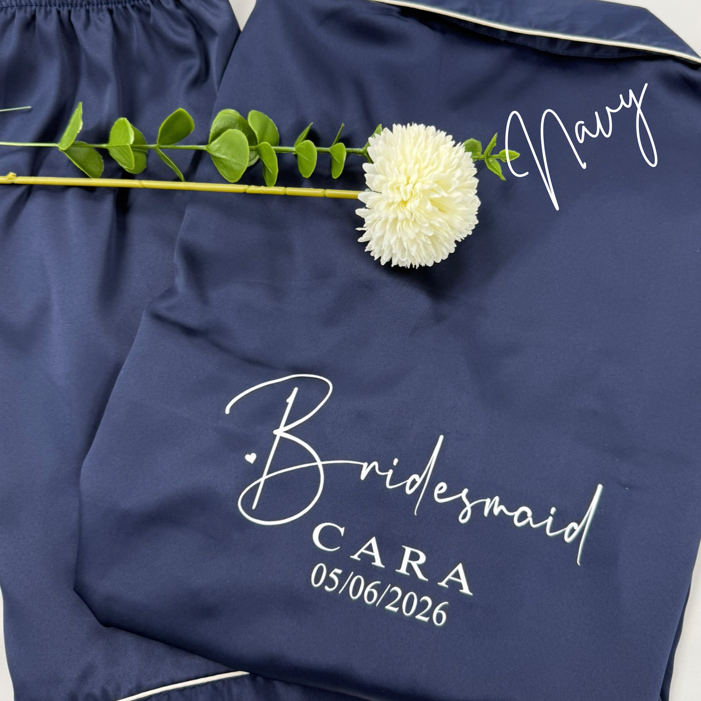 Personalised Bridesmaid Satin Short Pyjama Set | Custom Bridal Party PJs