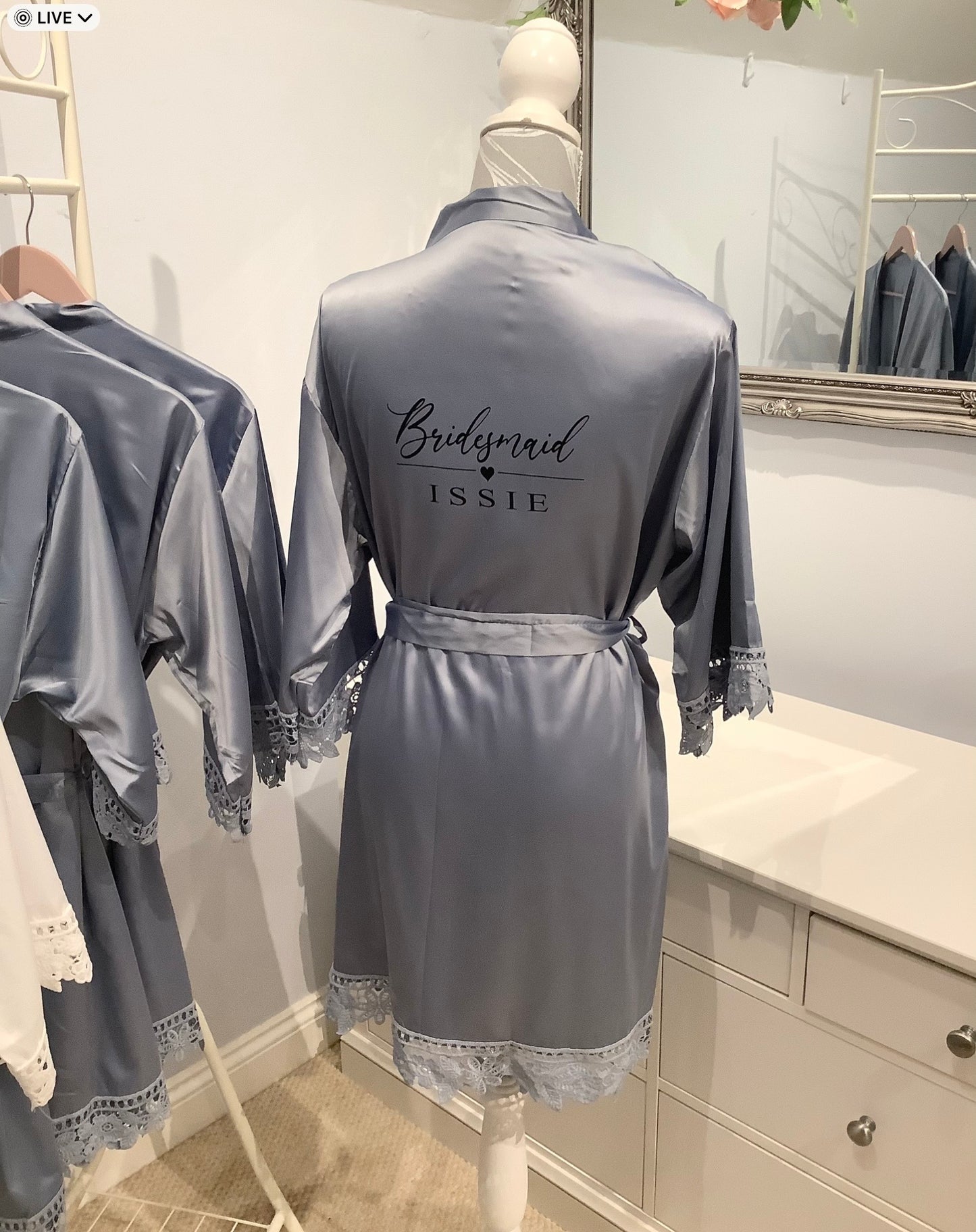 Bridesmaid Lace Robes Personalised – Satin Bridal Party Robes, Custom Bride Robe, Wedding Getting Ready Outfit