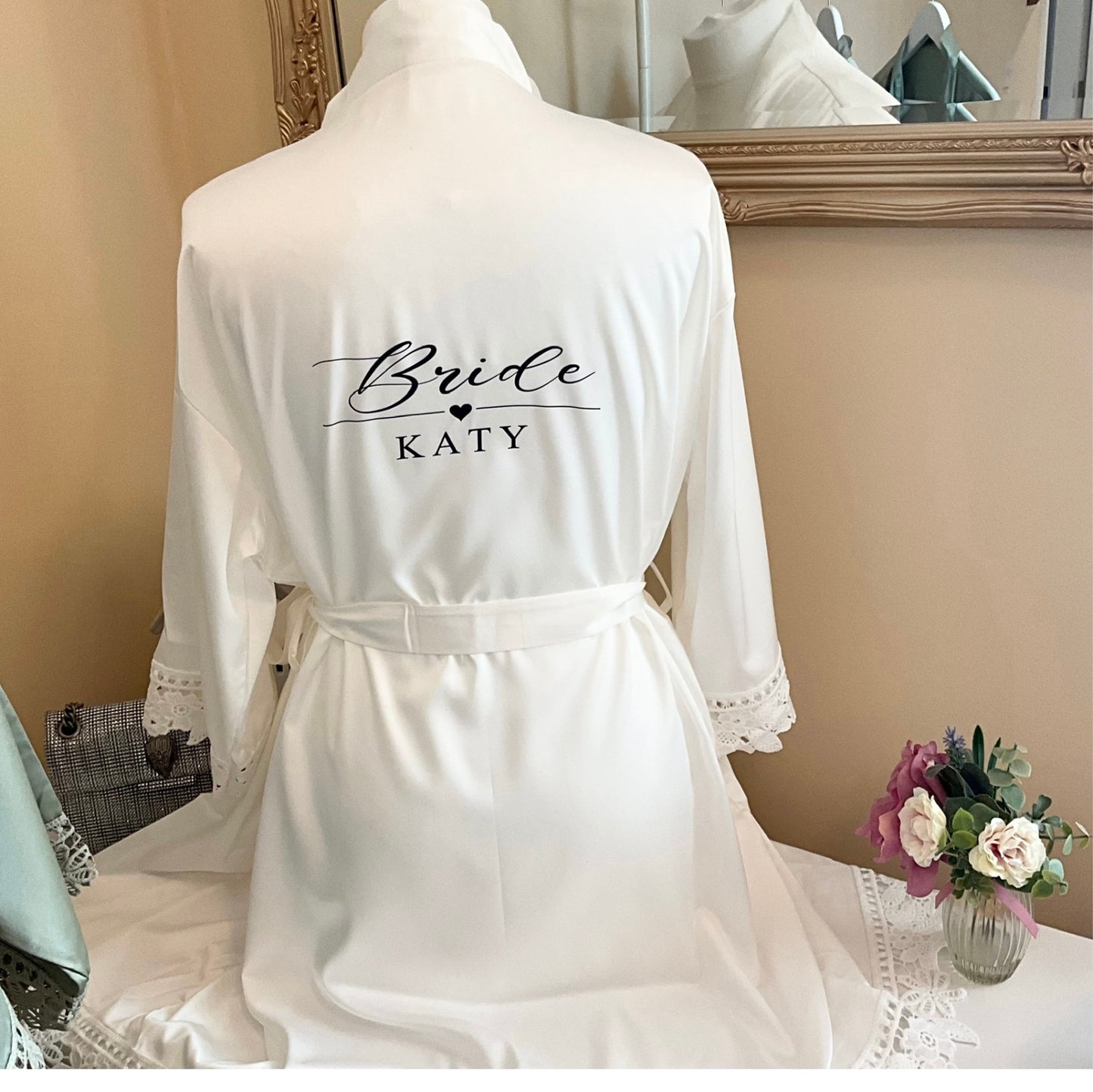 Bridesmaid Lace Robes Personalised – Satin Bridal Party Robes, Custom Bride Robe, Wedding Getting Ready Outfit