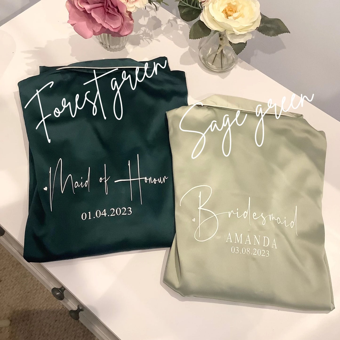 Personalised Bridesmaid Satin Short Pyjama Set | Custom Bridal Party PJs