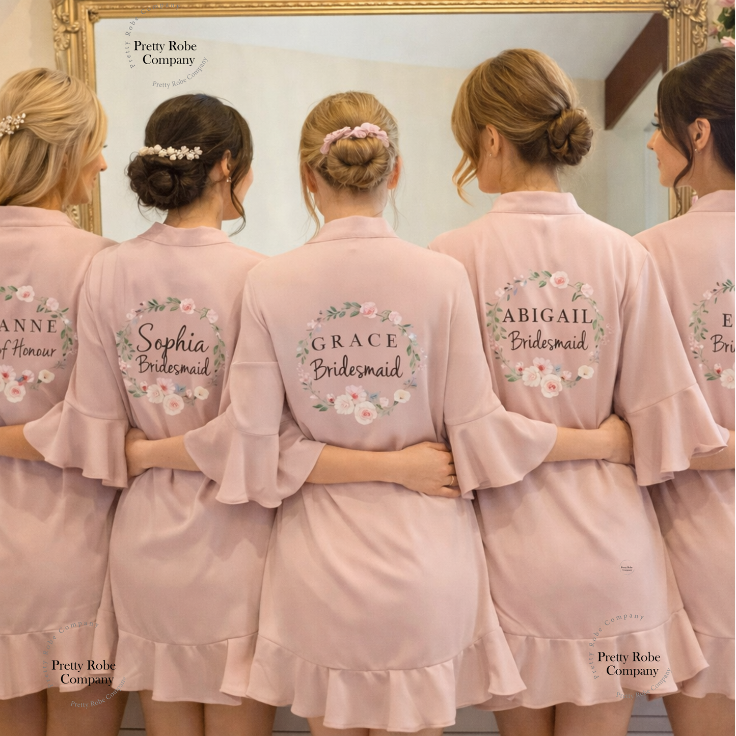 Personalised Bridesmaid Ruffle Robes | Custom Satin Bridal Party Robes