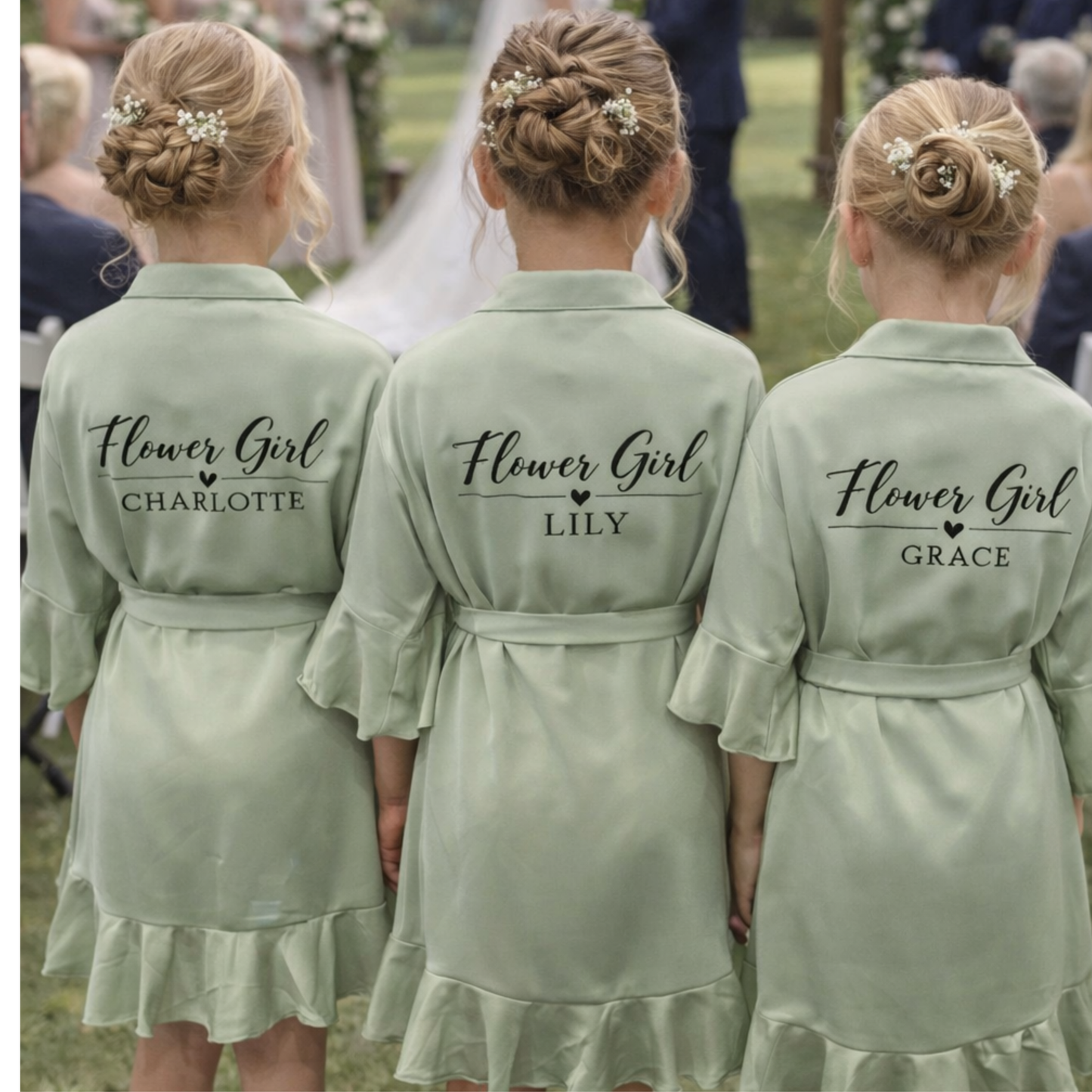 Personalised Ruffle Bridesmaid Robe, Crepe Satin Bridal Party Robe