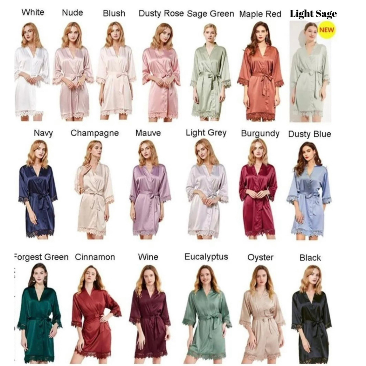 Bridesmaid Lace Robes Personalised – Satin Bridal Party Robes, Custom Bride Robe, Wedding Getting Ready Outfit