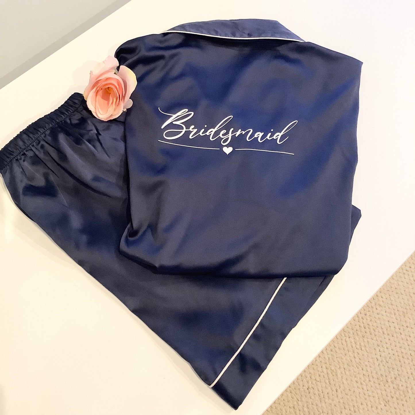 Personalised wedding pjs, bridesmaid satin pyjamas, bridal short pj set