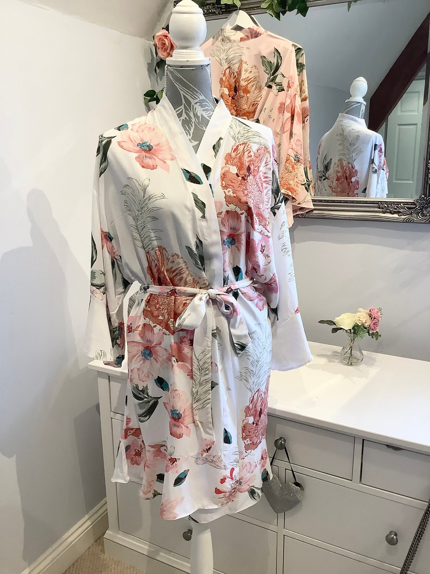 Floral Cotton Wedding Robes  Soft Bridesmaid Robes for Getting Ready | Bride & Bridal Party Gifts