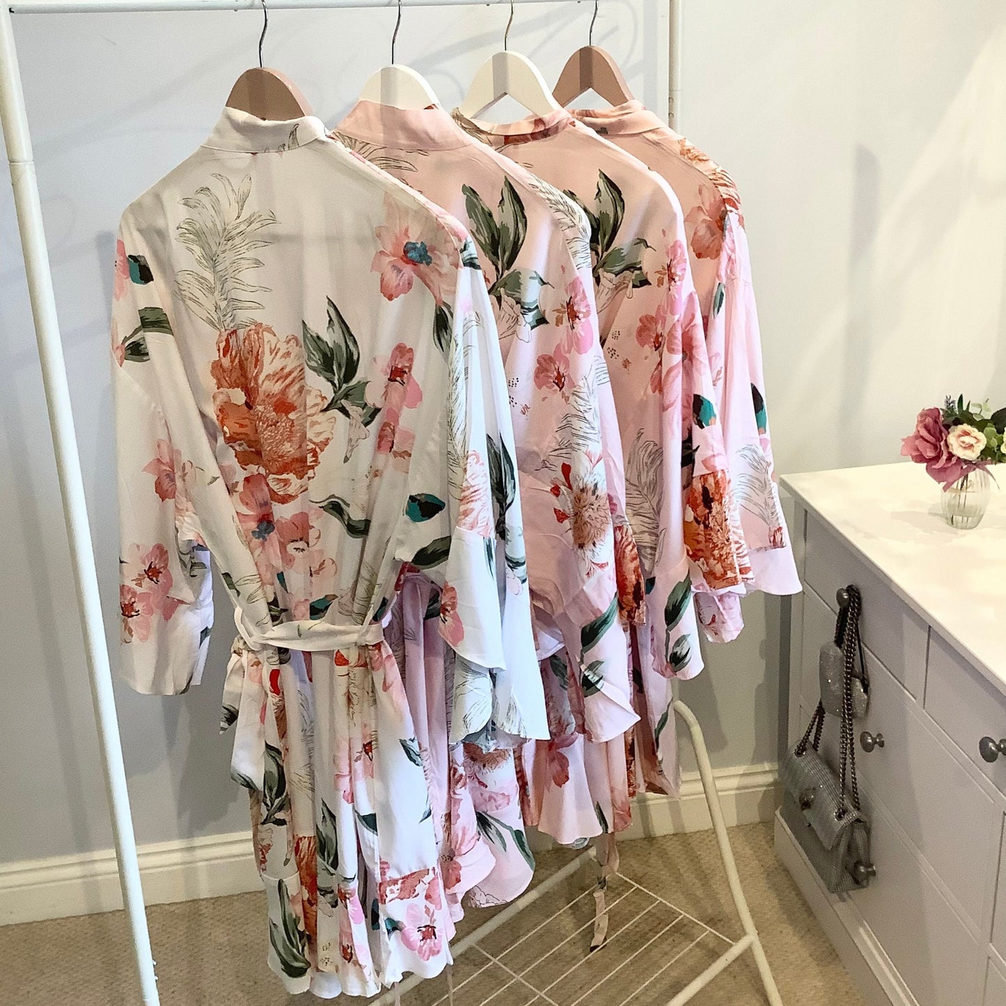 Floral Cotton Wedding Robes  Soft Bridesmaid Robes for Getting Ready | Bride & Bridal Party Gifts