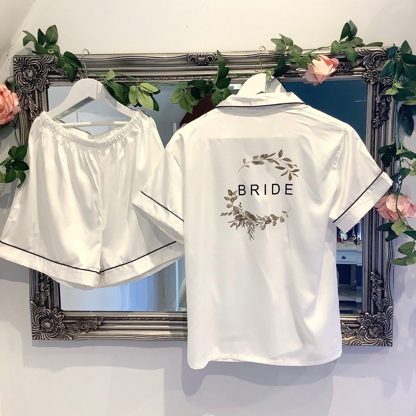Personalised Bridesmaid PJs with Floral Design | Wedding Morning Pyjamas
