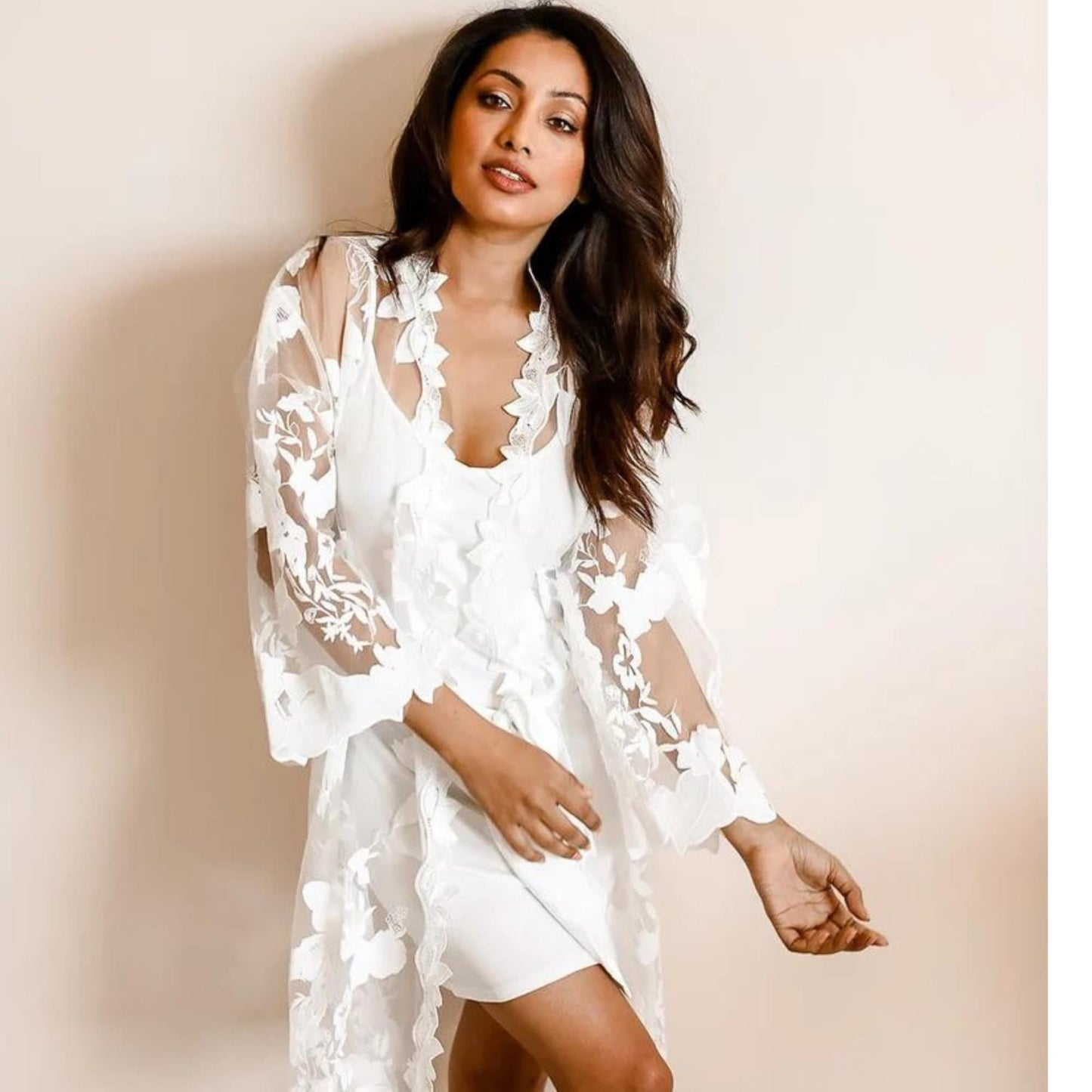 Bride Full Lace Robe – Bridal Lace Dressing Gown for Wedding Morning