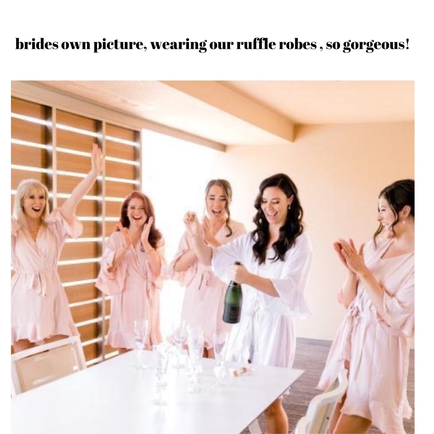 Personalised Ruffle Bridesmaid Robe, Crepe Satin Bridal Party Robe