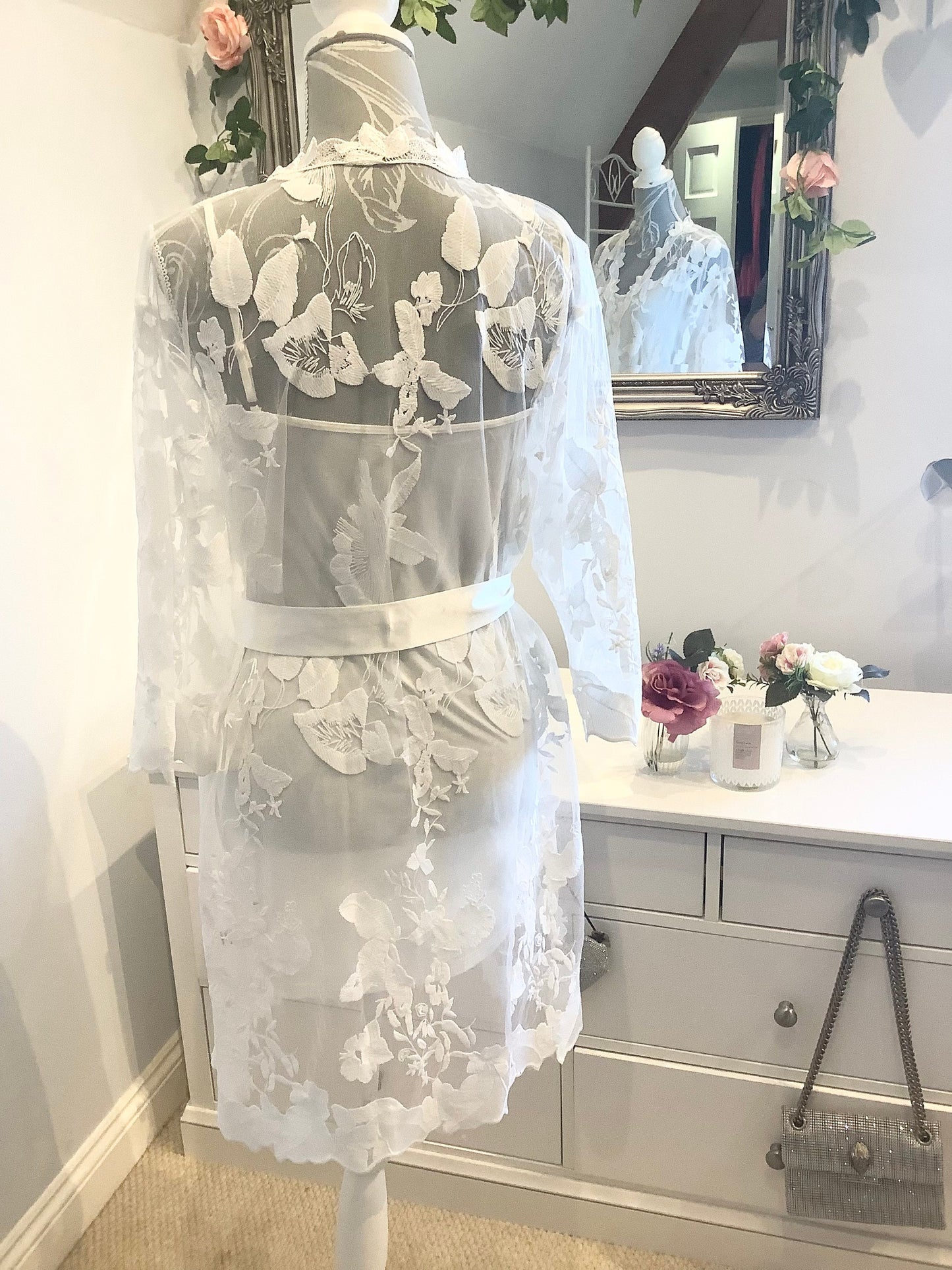 Bride Full Lace Robe – Bridal Lace Dressing Gown for Wedding Morning