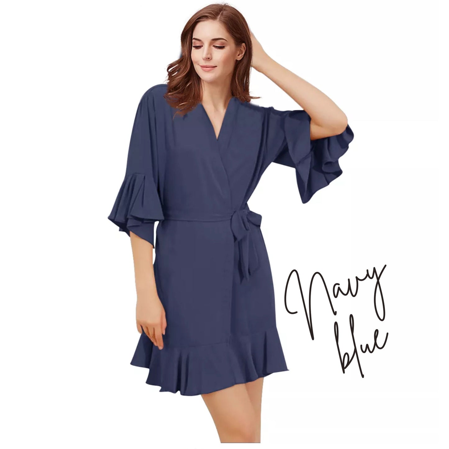 PLAIN bridesmaid ruffle robes, bridesmaid satin robe, bridal robes, bride robe , sage green dressing gown, bridal party robes, satin robe