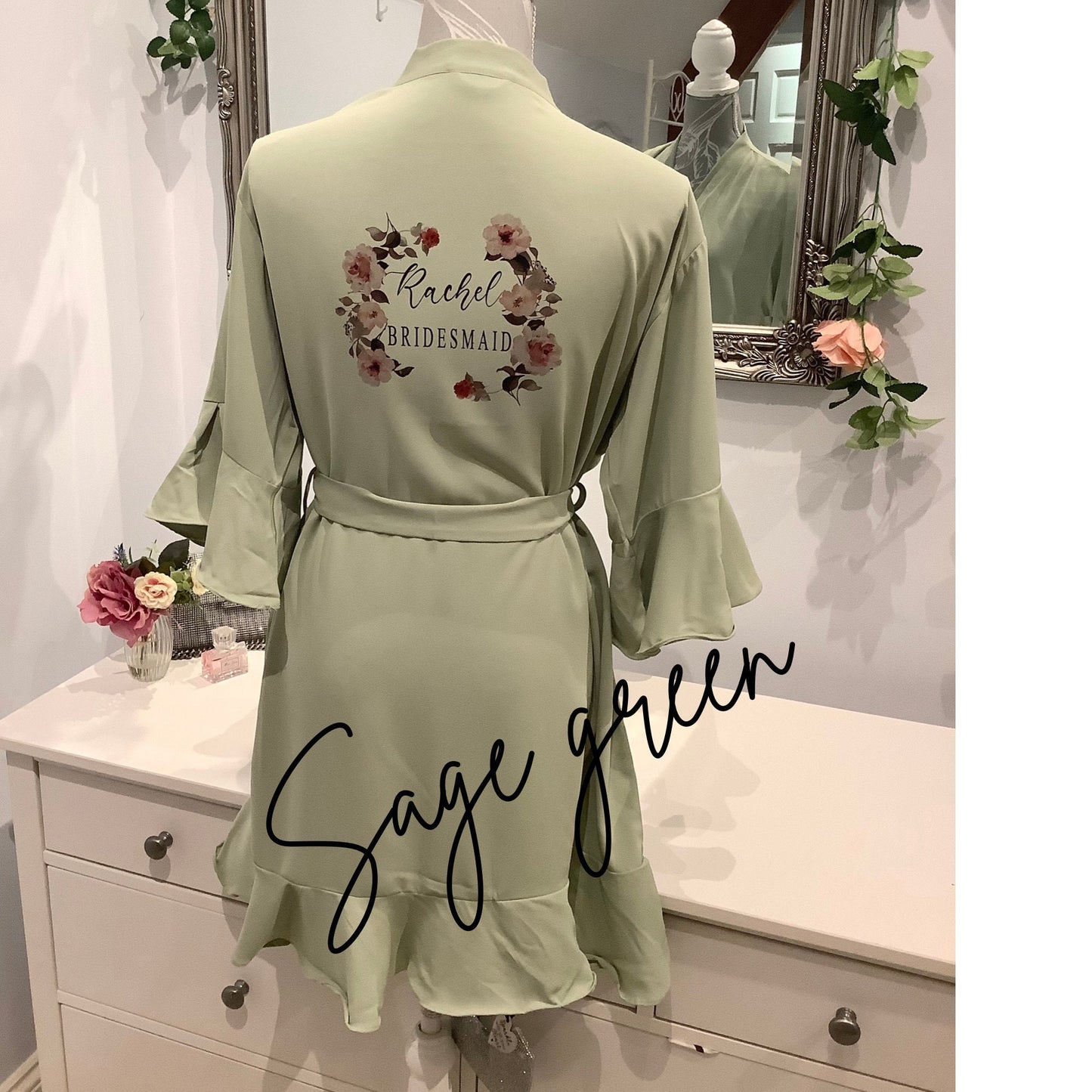 Personalised Bridesmaid Ruffle Robes | Custom Satin Bridal Party Robes