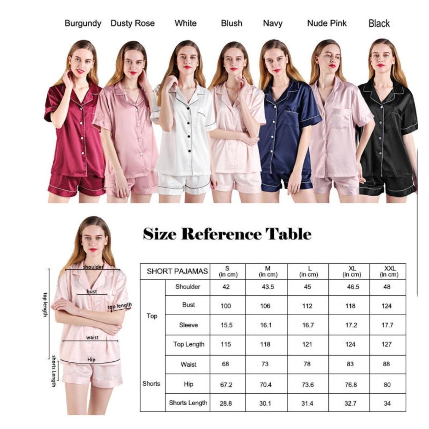 PLAIN bridesmaid satin short pjs, satin short pjs, satin short pyjamas, wedding pjs, bridal pyjamas, silky short pj set, bridesmaid pyjamas