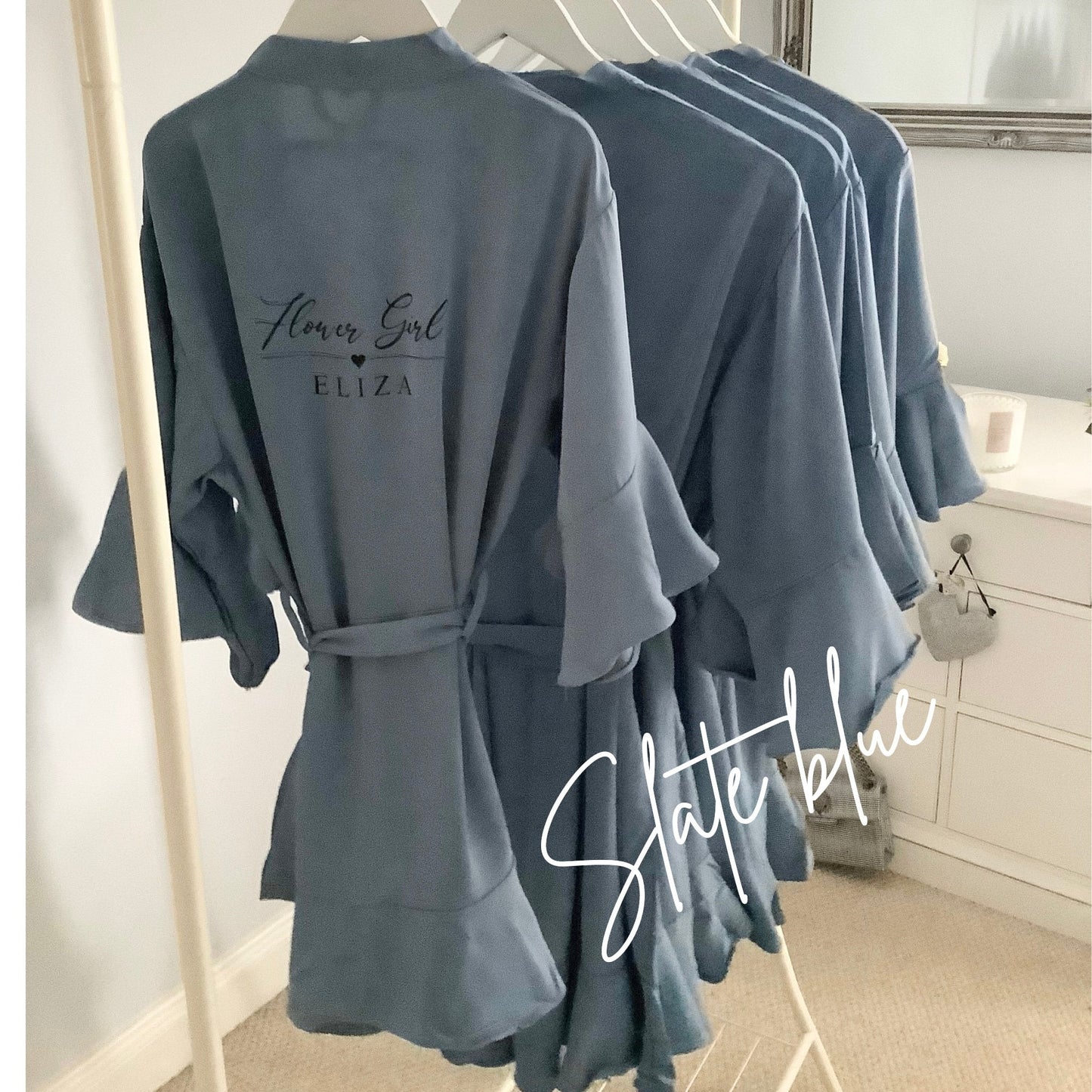 Personalised Ruffle Bridesmaid Robe, Crepe Satin Bridal Party Robe