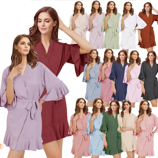 PLAIN bridesmaid ruffle robes, bridesmaid satin robe, bridal robes, bride robe , sage green dressing gown, bridal party robes, satin robe