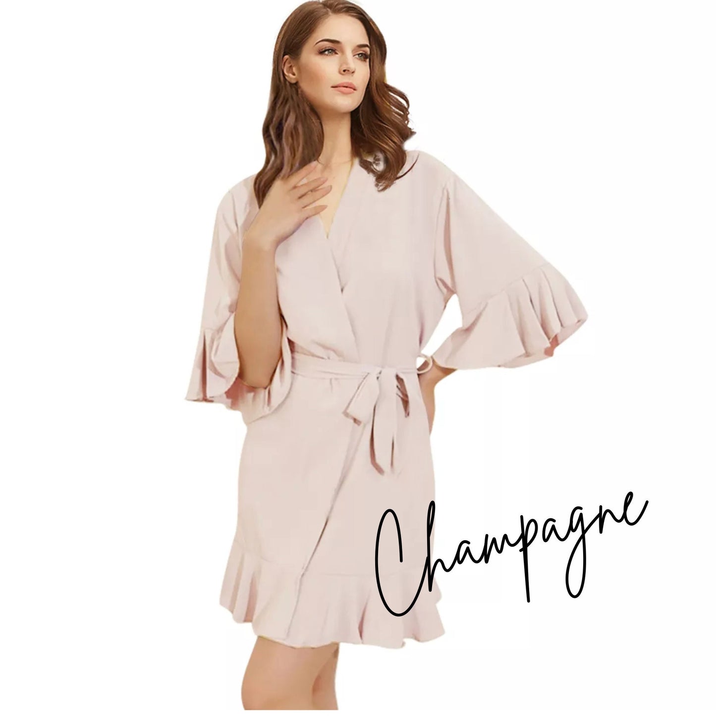 PLAIN bridesmaid ruffle robes, bridesmaid satin robe, bridal robes, bride robe , sage green dressing gown, bridal party robes, satin robe