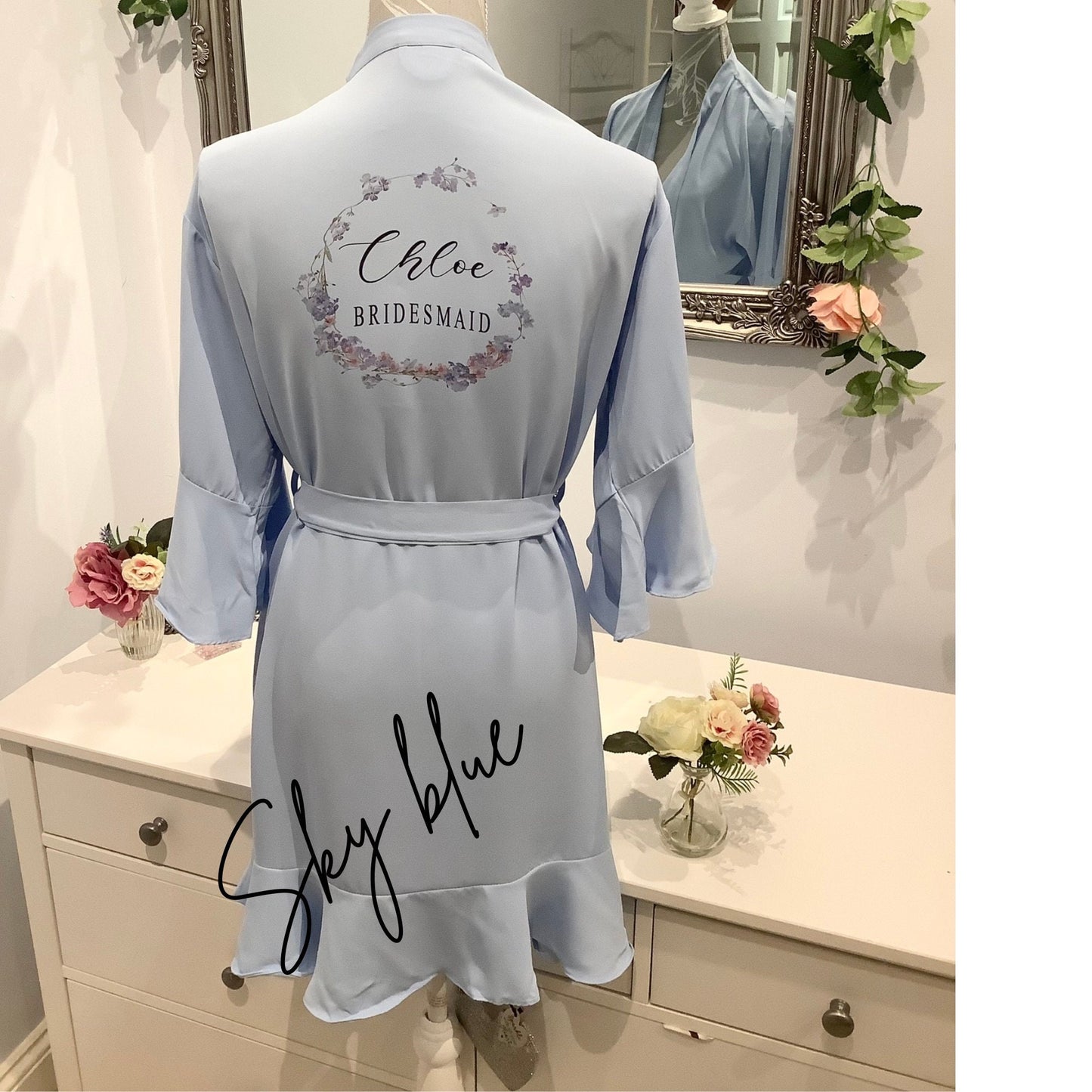 Personalised Bridesmaid Ruffle Robes | Custom Satin Bridal Party Robes
