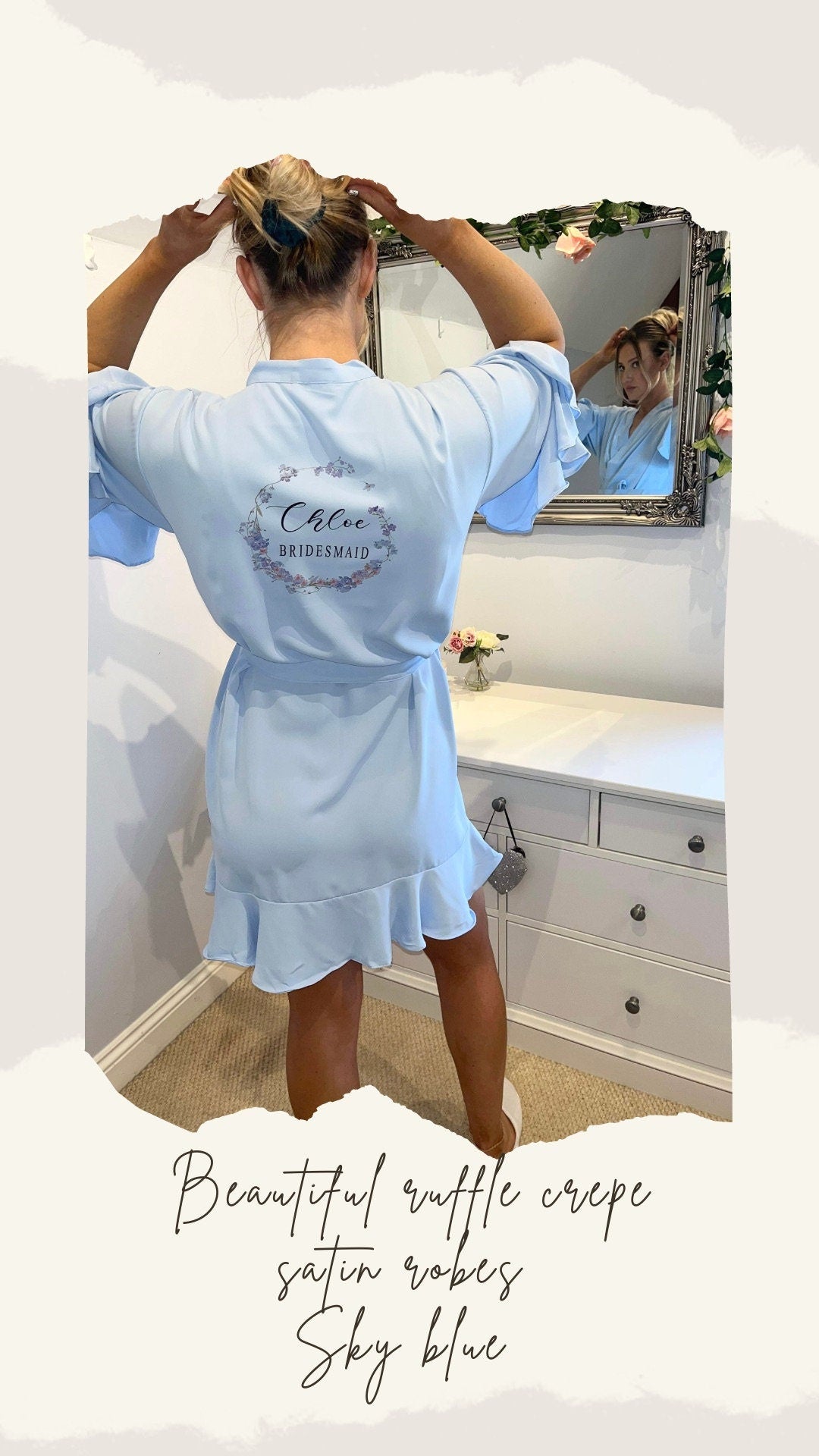 Personalised Bridesmaid Ruffle Robes | Custom Satin Bridal Party Robes