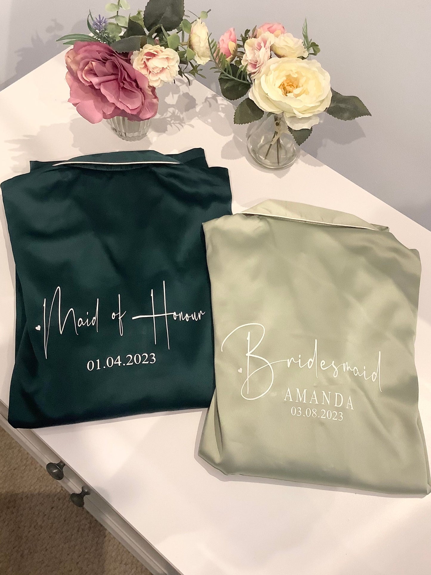 Personalised Bridesmaid Satin PJs, Wedding Party Gifts