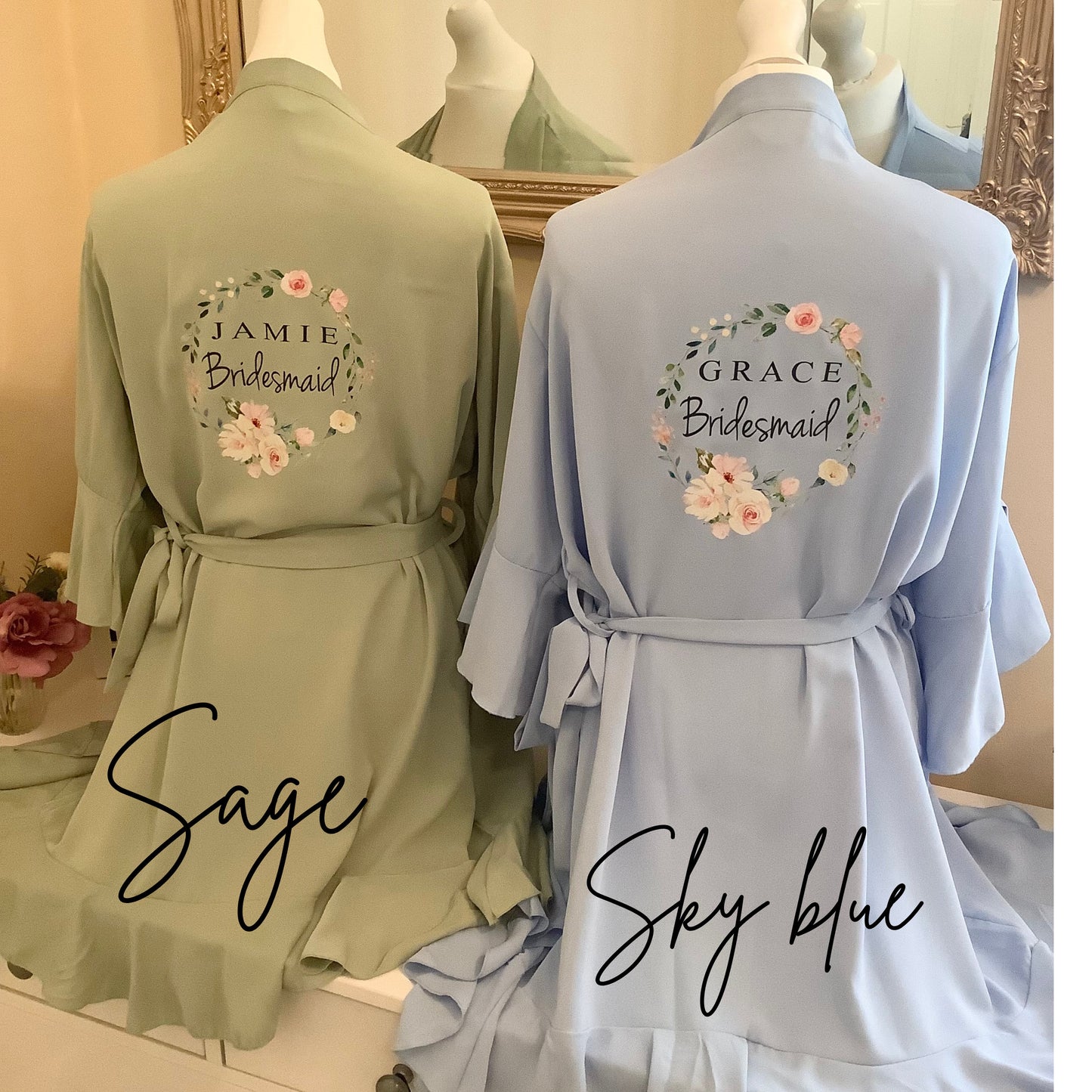Personalised Bridesmaid Ruffle Robes | Custom Satin Bridal Party Robes