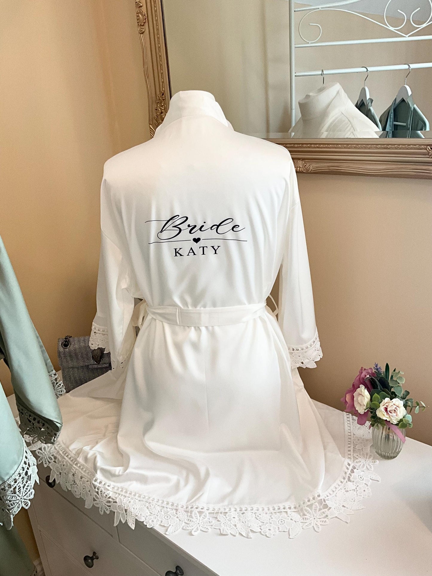 Satin Lace Bridesmaid Robes  Custom Bridal Party Robes for Wedding Morning