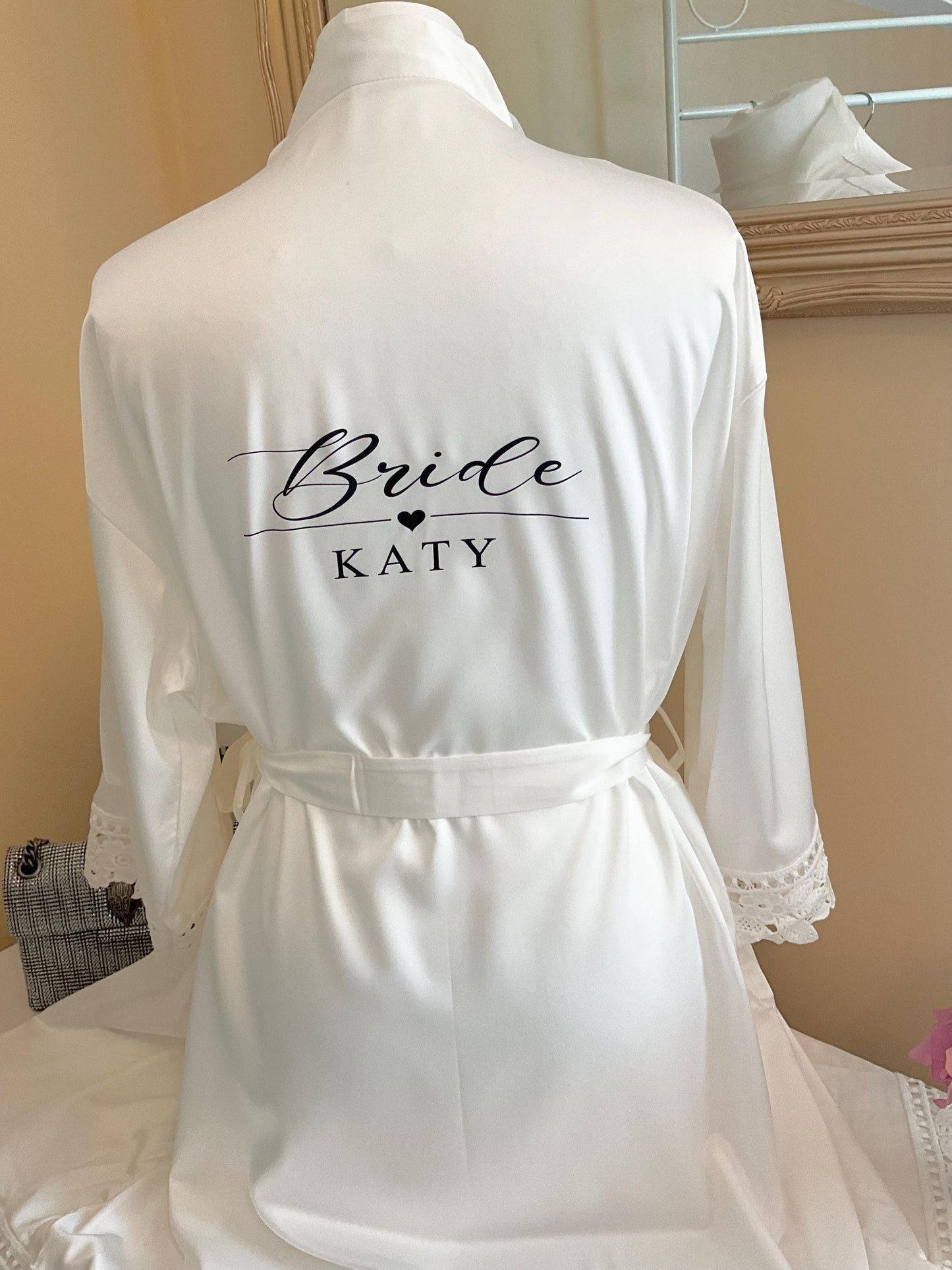 Satin Lace Bridesmaid Robes  Custom Bridal Party Robes for Wedding Morning