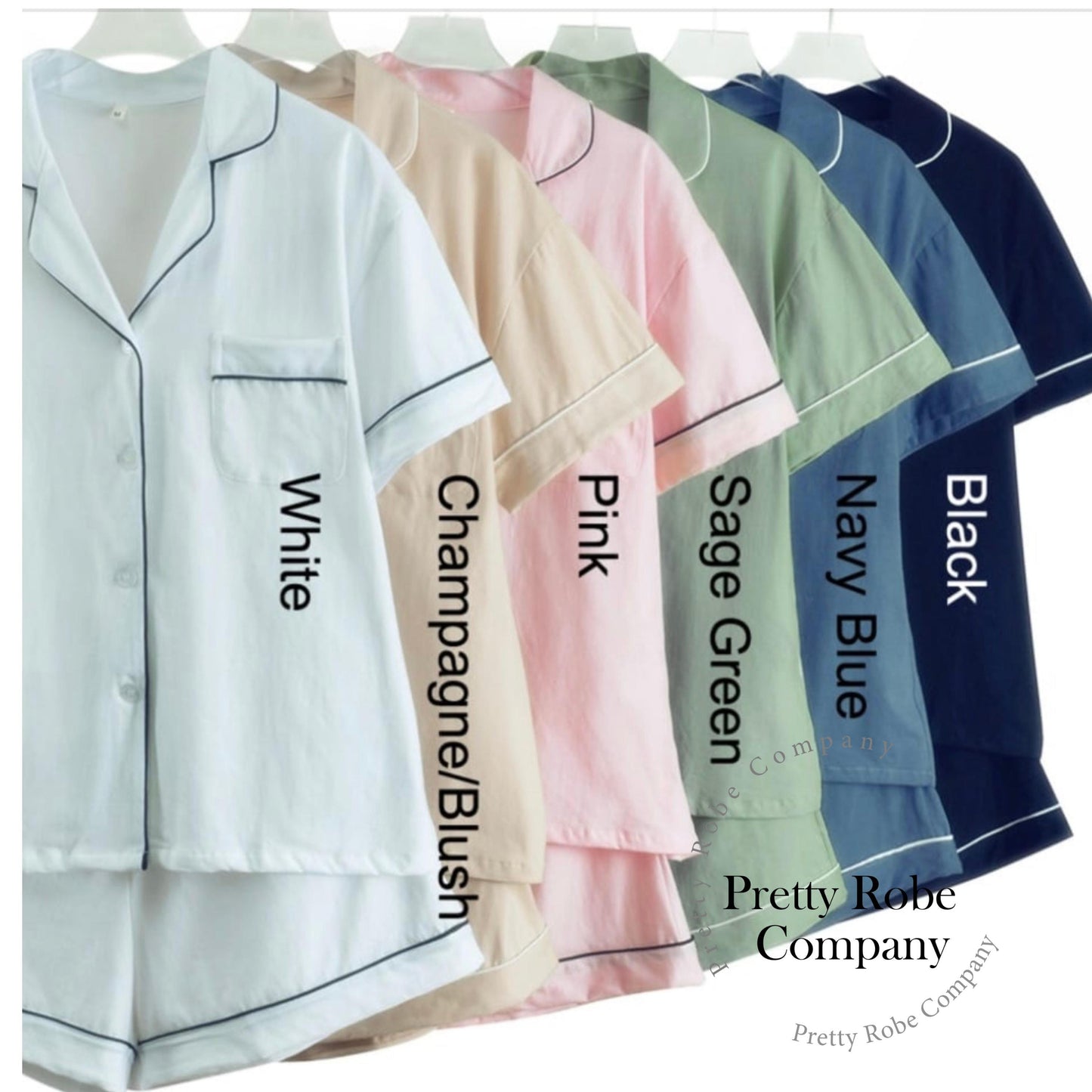 Bridesmaid Cotton Short Pyjamas  Bridal Party Gift - Sage green pj set- pink pyjama set