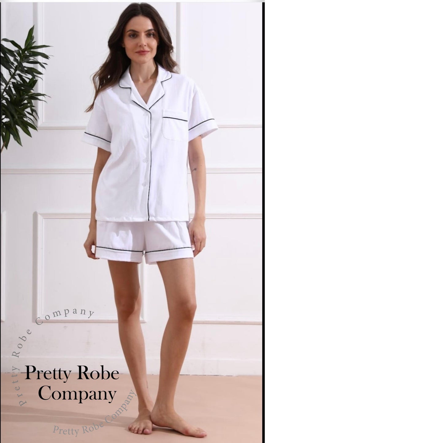 Bridesmaid Cotton Short Pyjamas  Bridal Party Gift - Sage green pj set- pink pyjama set