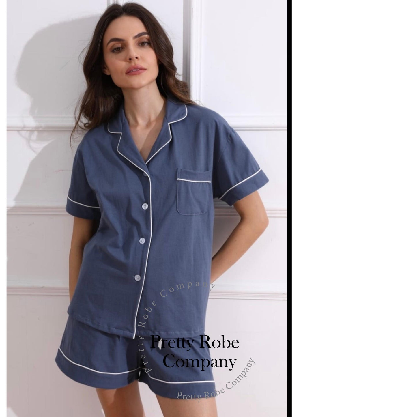 Bridesmaid Cotton Short Pyjamas  Bridal Party Gift - Sage green pj set- pink pyjama set