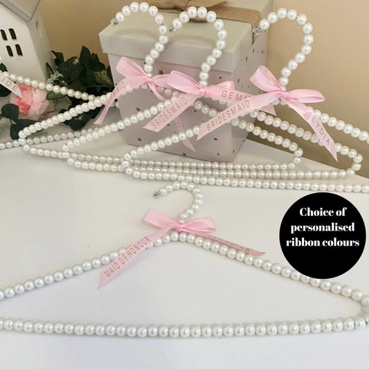 Pearl Wedding Hanger with Personalised Ribbon