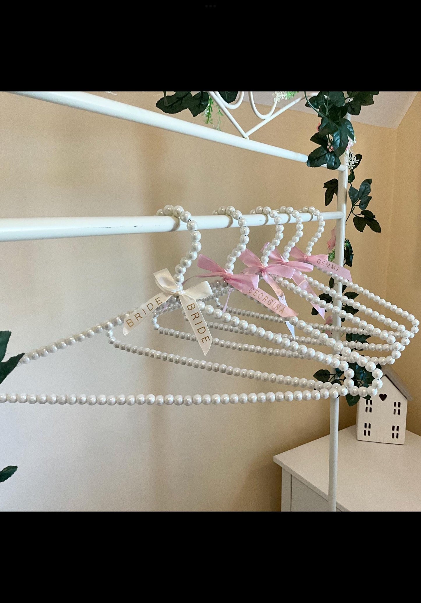 Pearl Wedding Hanger with Personalised Ribbon
