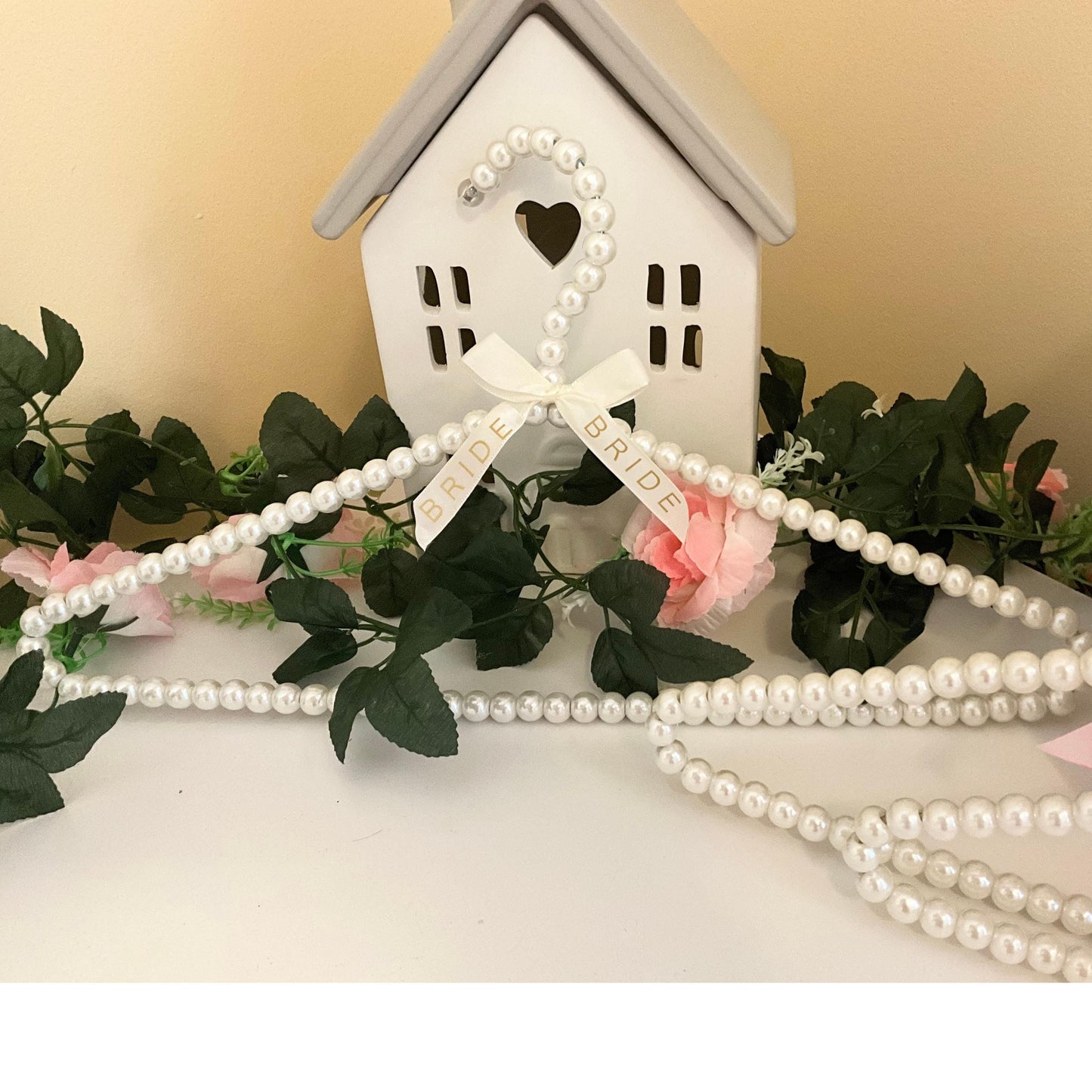 Pearl Wedding Hanger with Personalised Ribbon