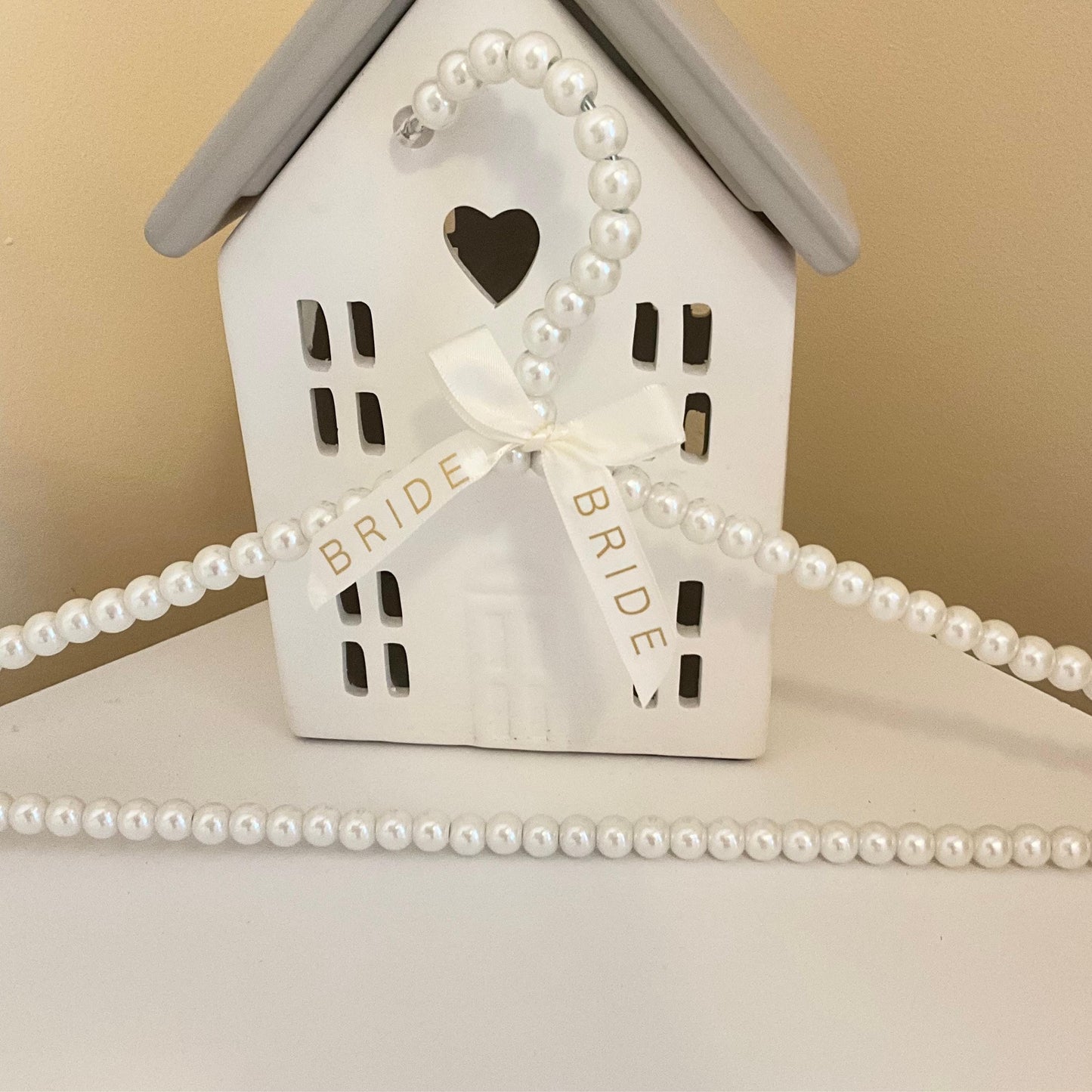 Pearl Wedding Hanger with Personalised Ribbon