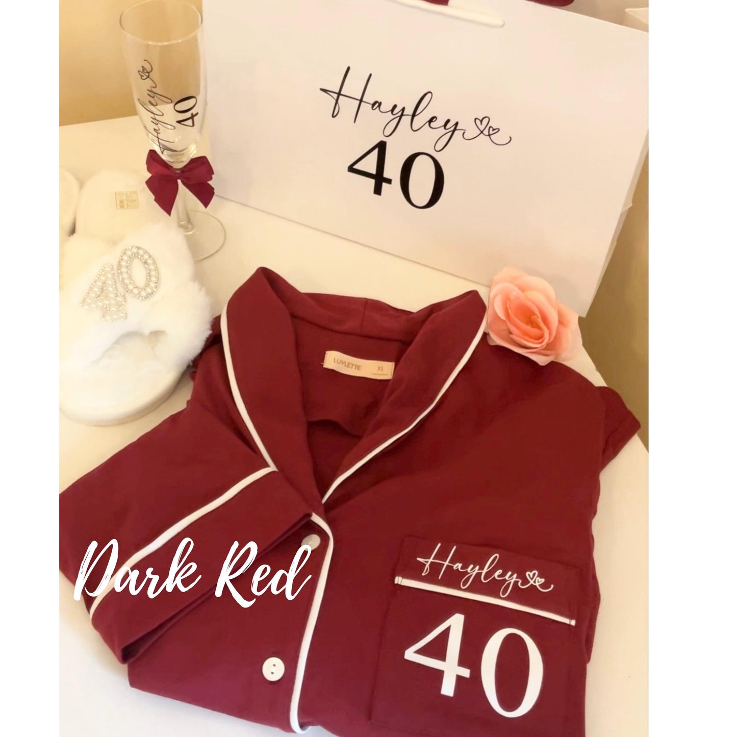Ladies Cotton Birthday PJs  Personalised Long Pyjama Set - birthday gift for her