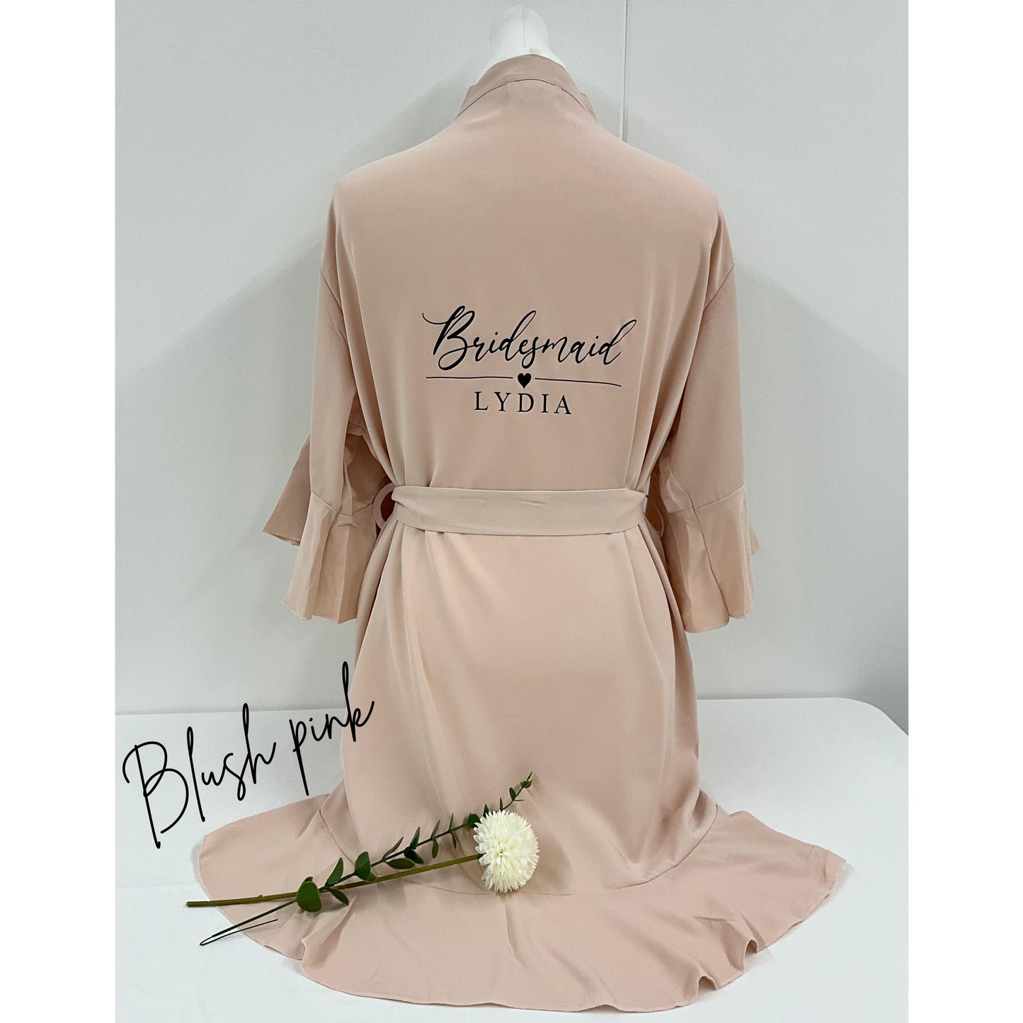 Personalised Ruffle Bridesmaid Robe, Crepe Satin Bridal Party Robe