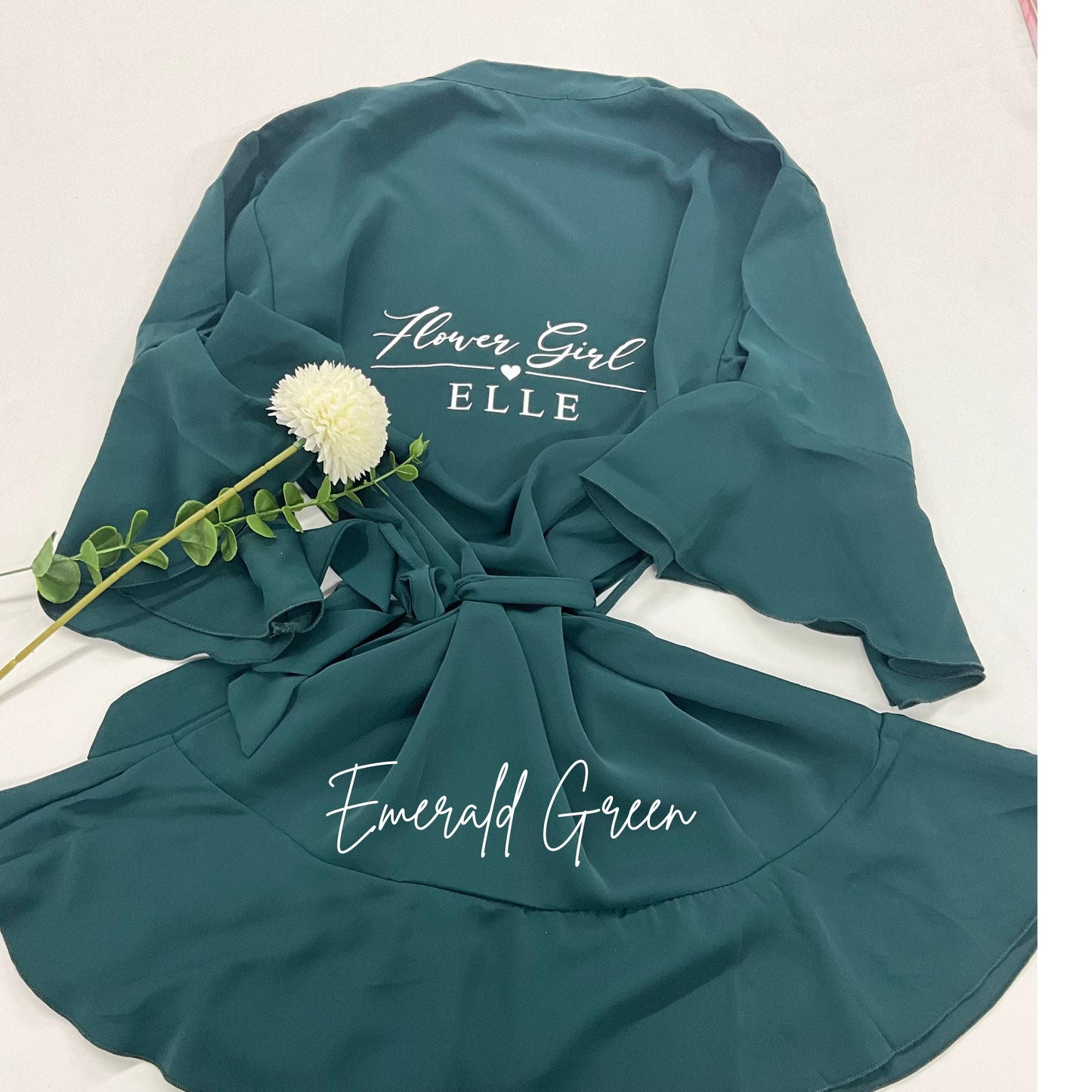 Personalised Ruffle Bridesmaid Robe, Crepe Satin Bridal Party Robe