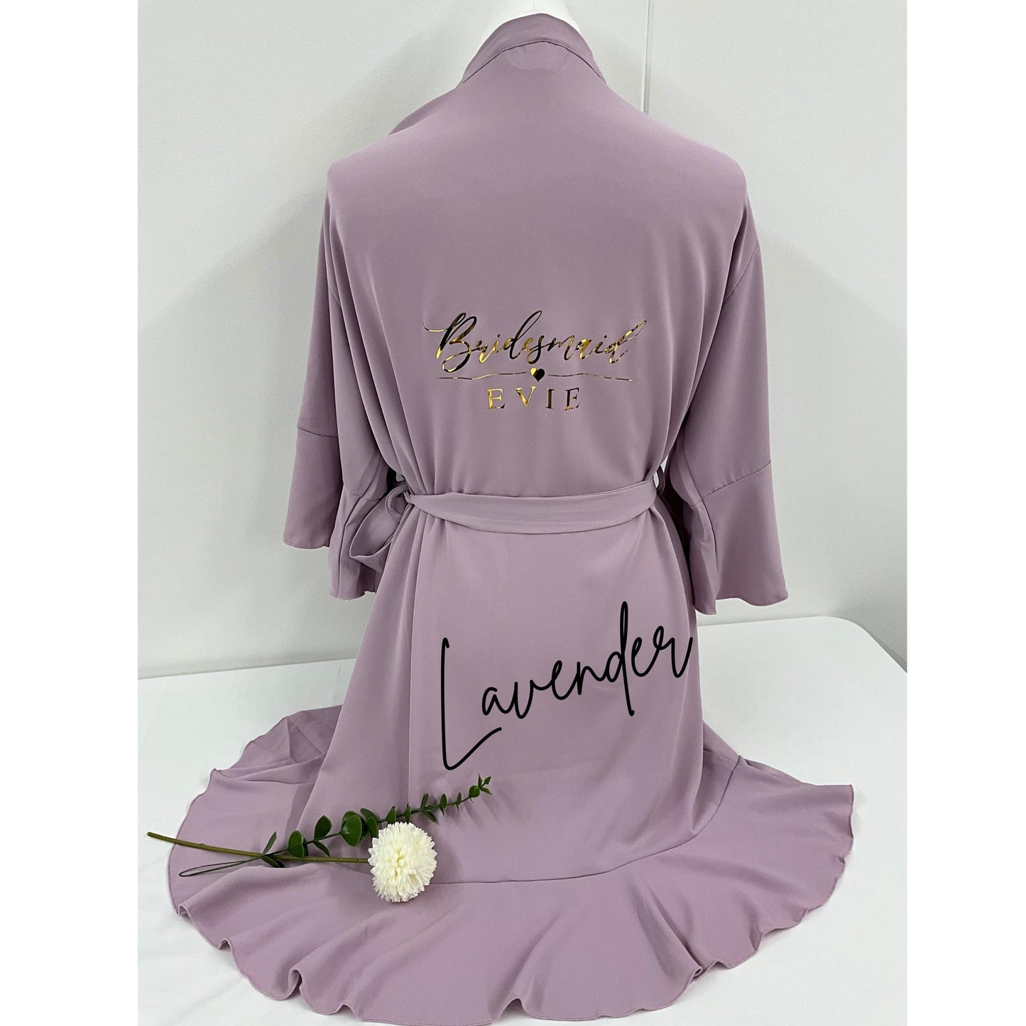 Personalised Ruffle Bridesmaid Robe, Crepe Satin Bridal Party Robe