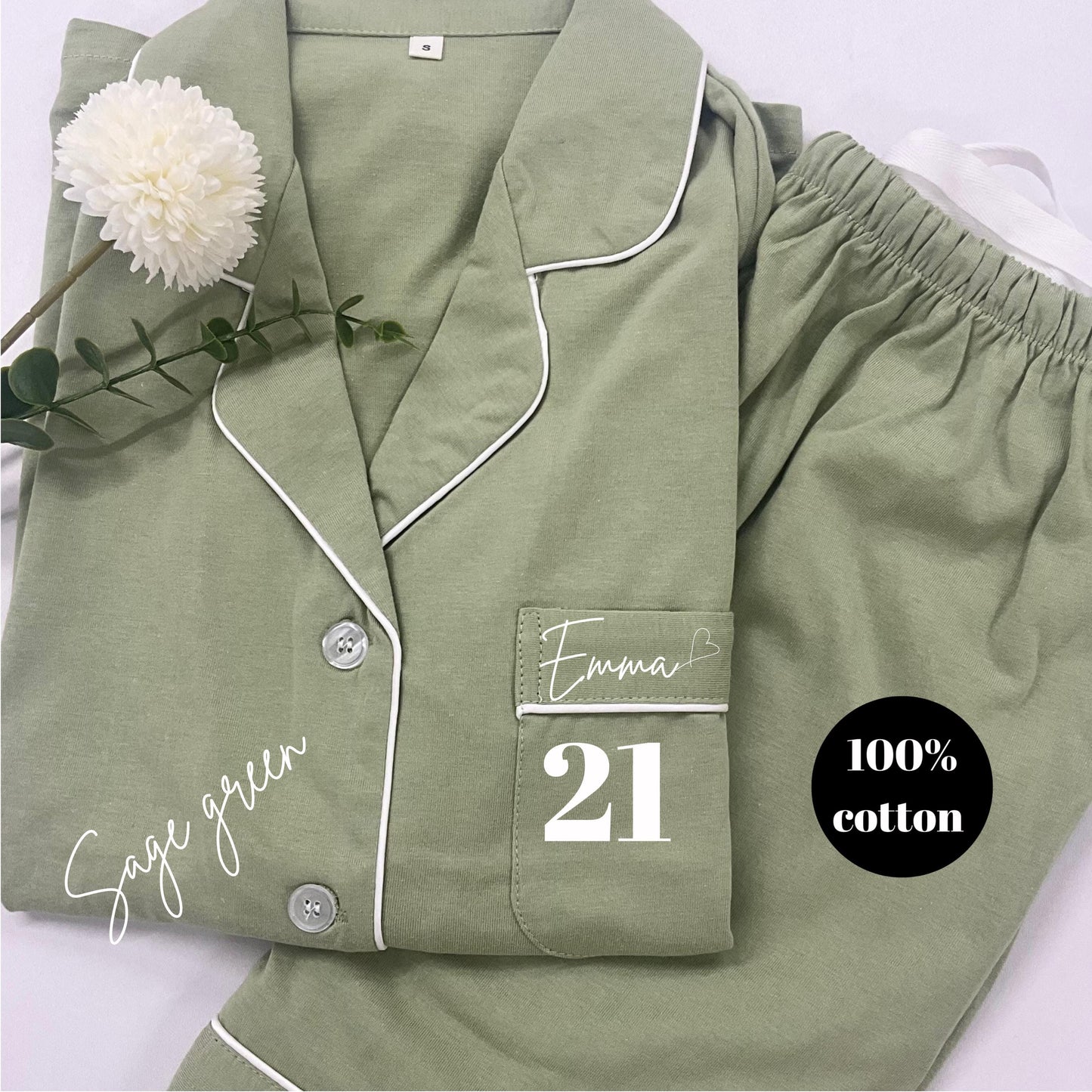 Personalised Cotton Birthday Pyjamas  Custom Name & Age PJs | Soft Birthday Girl Sleepwear Set