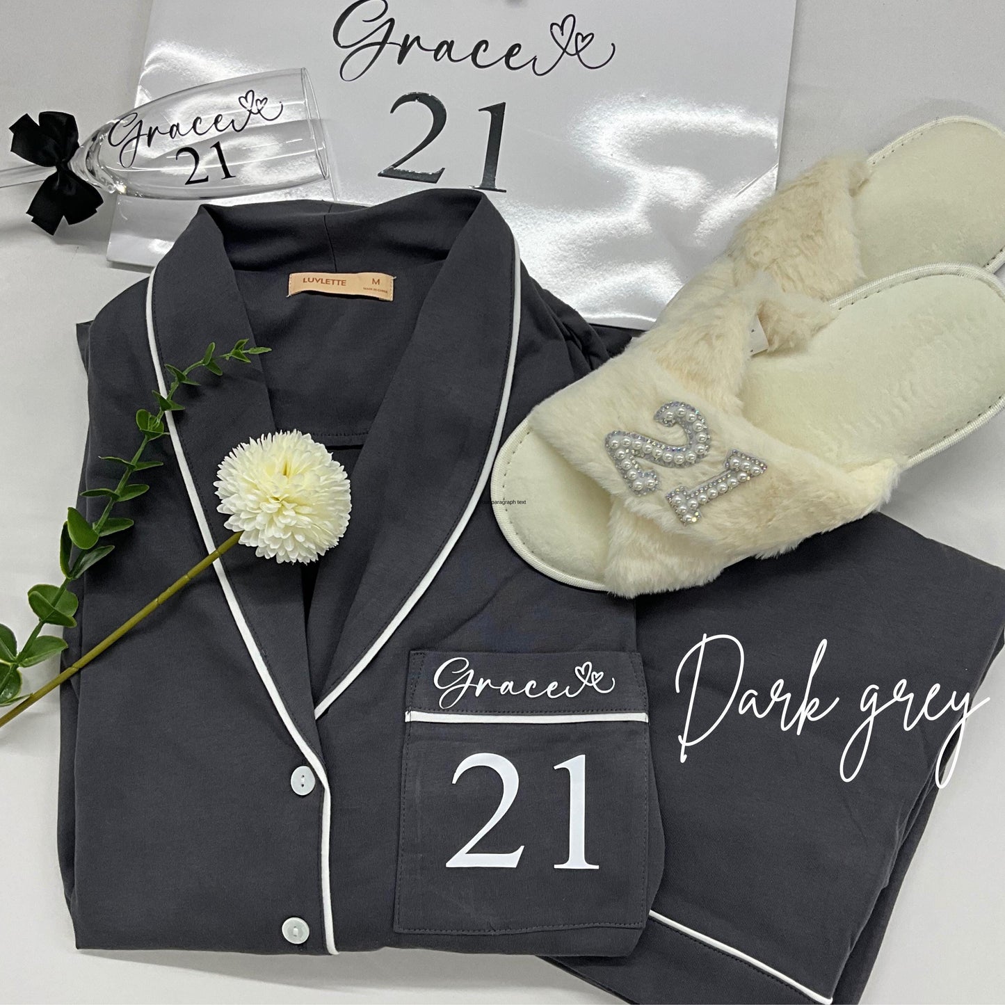 Ladies Cotton Birthday PJs  Personalised Long Pyjama Set - birthday gift for her